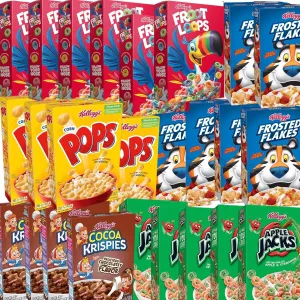 Breakfast Cereal Variety Mini Boxes - Breakfast On The Go Assorted Pack Cold Cereal Box Bulk Groceries Individual Packs Easy Breakfast Food Single Serve Kids Food Wholesale Snack Mini (25 Counts)