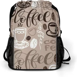Brown Coffee Maker Beans Theme Sports Bundle Pocket Wet Dry Separation Backpack