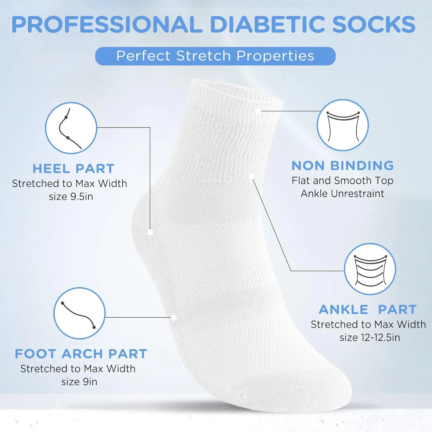 Bulinlulu Bamboo Viscose Diabetic Socks for Women&Men,6 Pairs Non Binding Diabetic Ankle Socks,Wide Socks Size 6-9 9-11