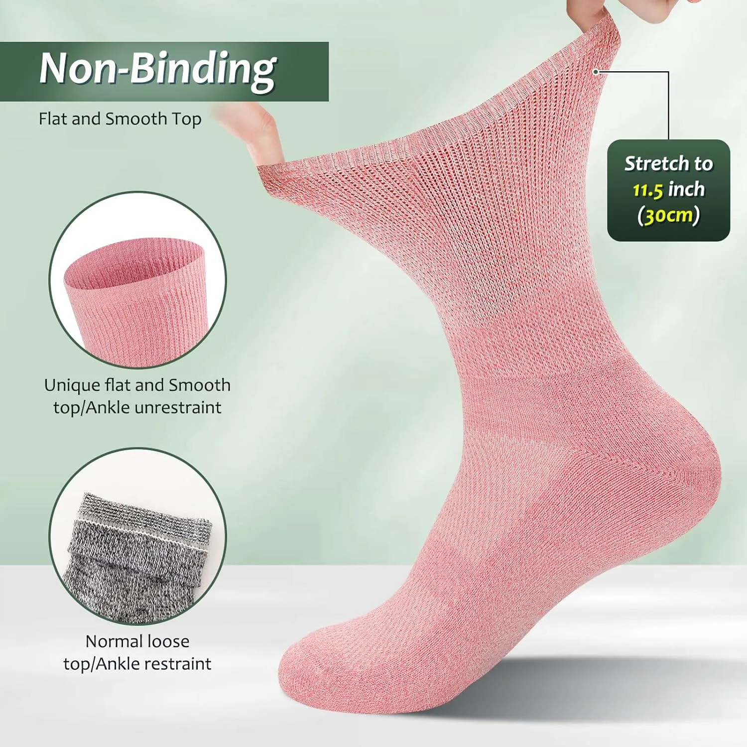 Bulinlulu Diabetic Socks for Men Women-6 Pairs Non Binding Crew Diabetic Neuropathy Socks with Seamless Toe for Size 6-9 9-12