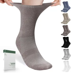 Bulinlulu Diabetic Socks for Men Women-6 Pairs Non Binding Crew Diabetic Neuropathy Socks with Seamless Toe for Size 6-9 9-12