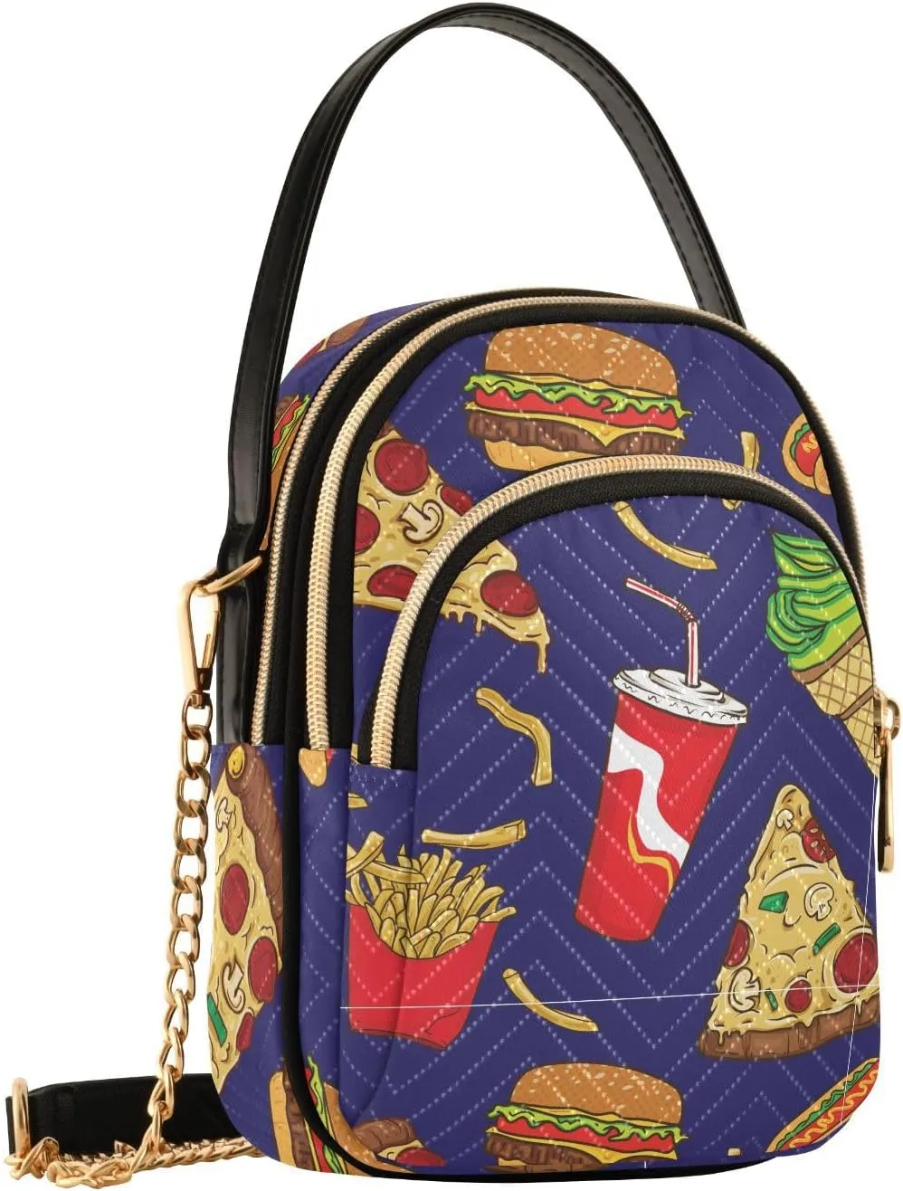 Burger Doodle Dark Blue Crossbody Bags for Women Small Sling Cross Body Bag Fanny Packs Phone Wallet Mini Purse
