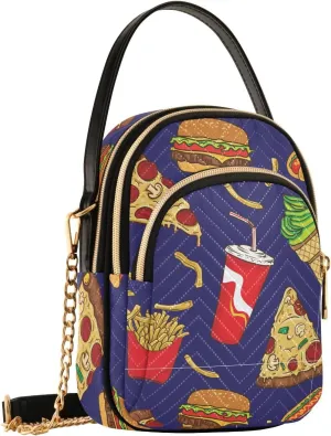 Burger Doodle Dark Blue Crossbody Bags for Women Small Sling Cross Body Bag Fanny Packs Phone Wallet Mini Purse