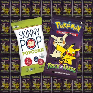 Bussin Boxes Snacks and Pokemon Trick or Trade Booster Cards (50 Packs / 150 Cards)