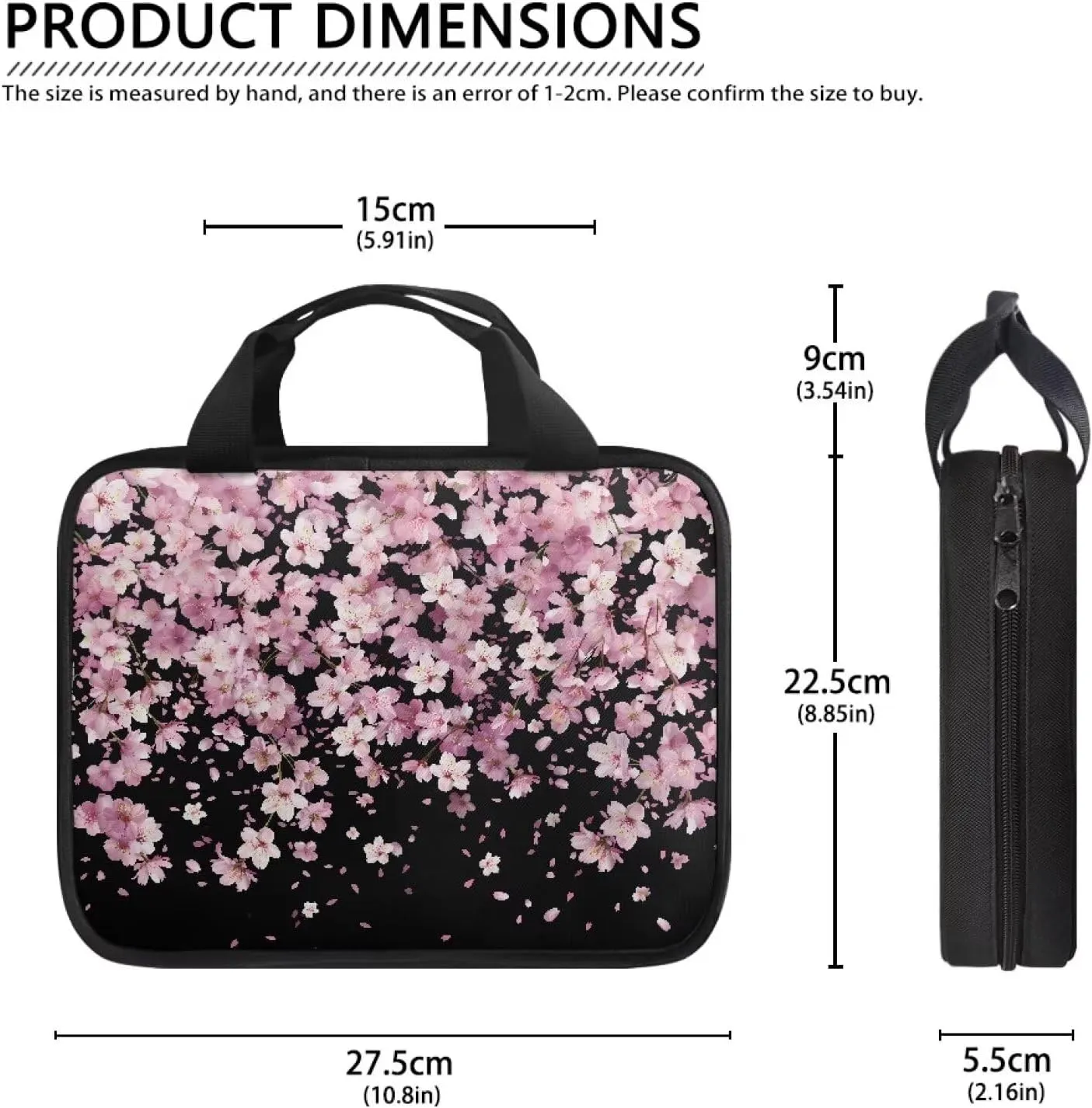 Butterfly Print Bible Cover Bible Case for Women Black Canvas Portable Zipper Bible Case with Built-in Pocket Handle