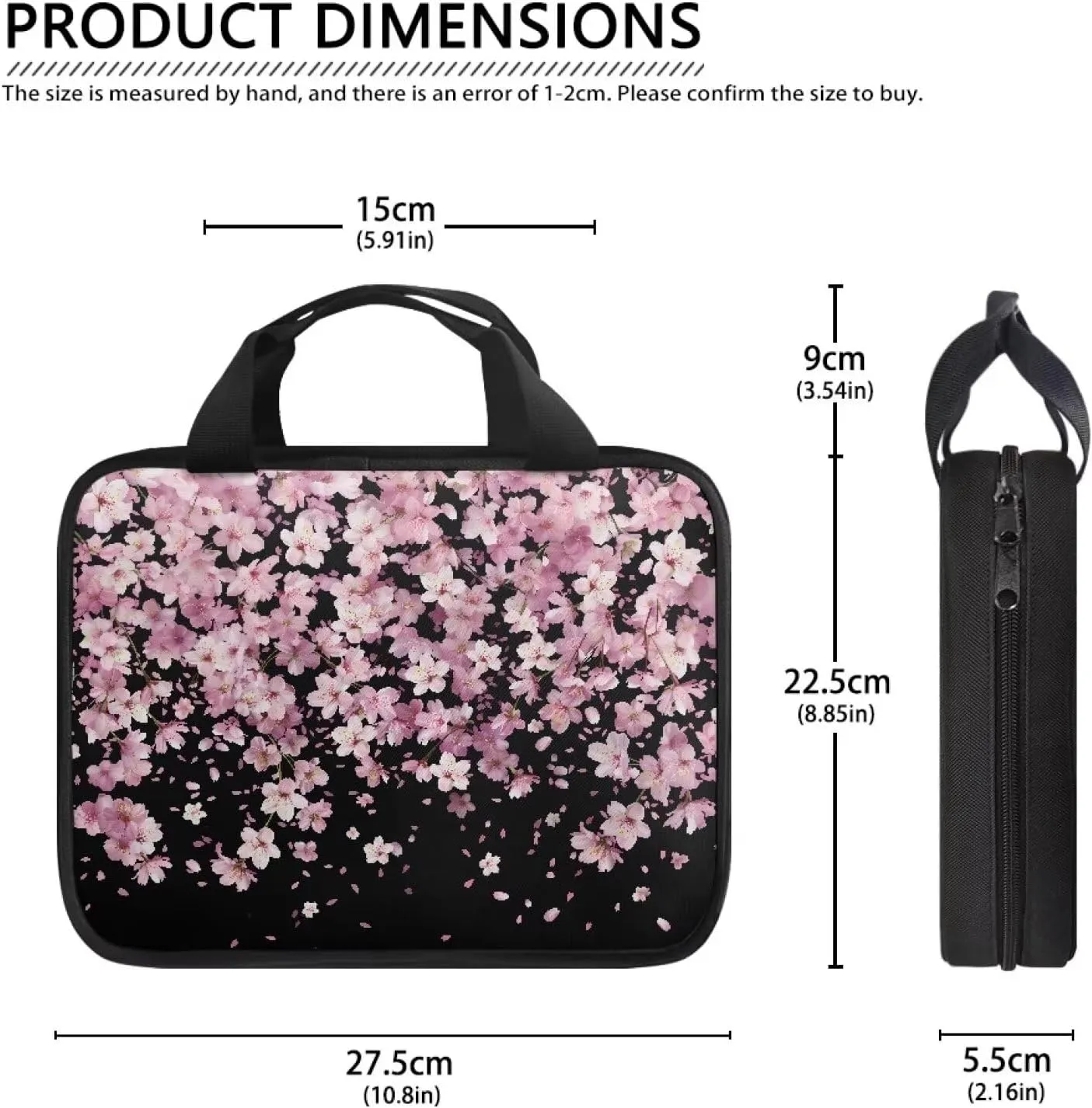 Butterfly Print Bible Cover Bible Case for Women Black Canvas Portable Zipper Bible Case with Built-in Pocket Handle
