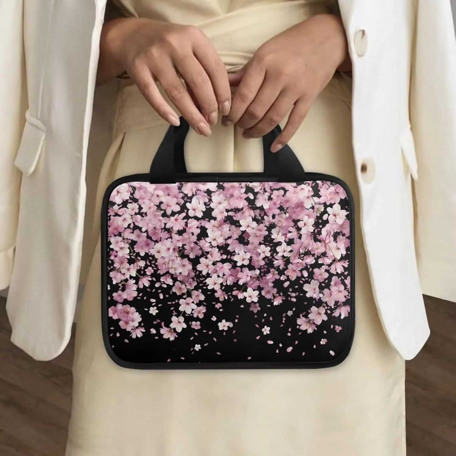 Butterfly Print Bible Cover Bible Case for Women Black Canvas Portable Zipper Bible Case with Built-in Pocket Handle