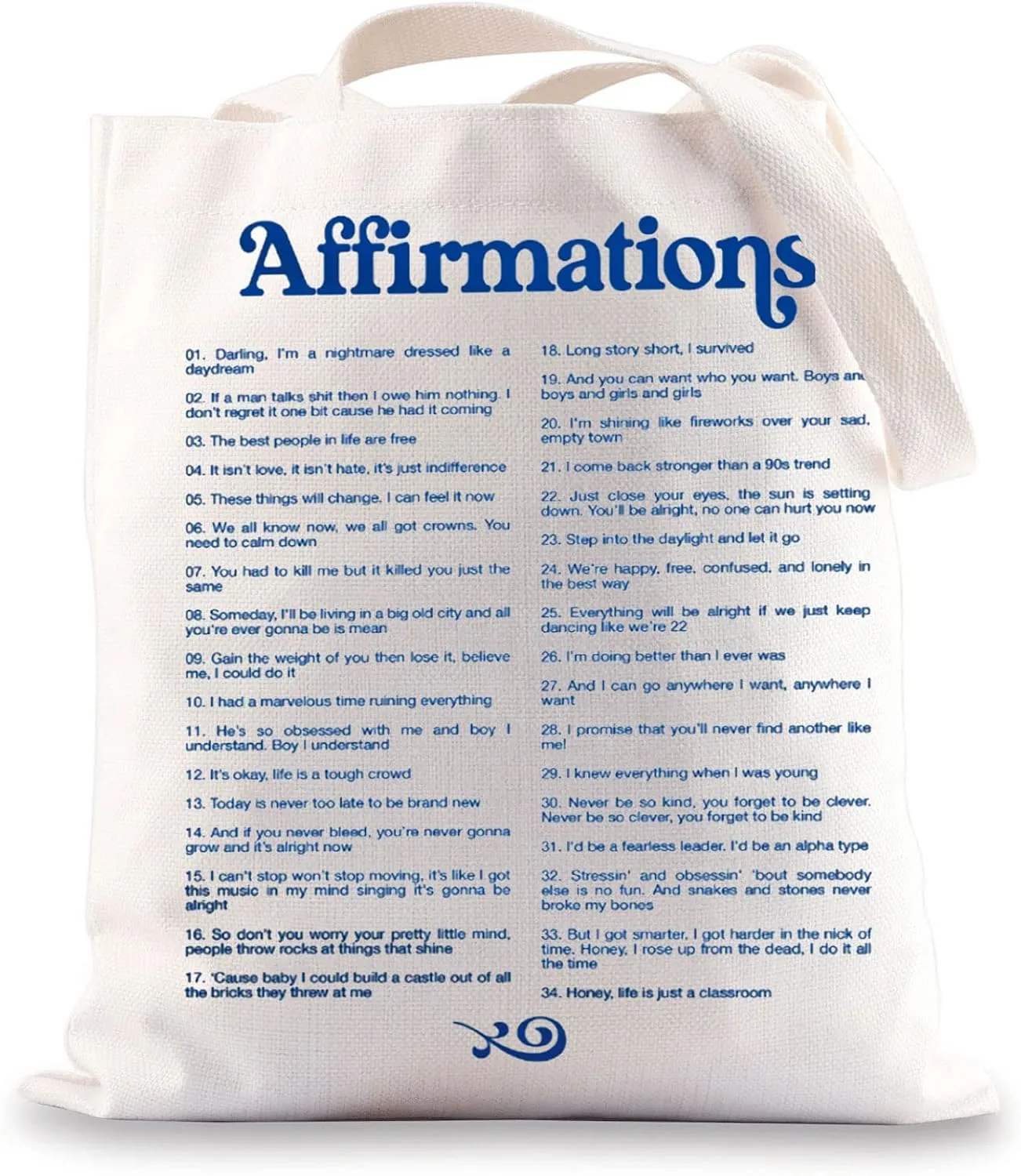 BWWKTOP Affirmations Music Canvas Tote Bag Singer Album Inspired Gifts Song Lyrics Shoulder Bag For Music Fans (Affirmations TG)