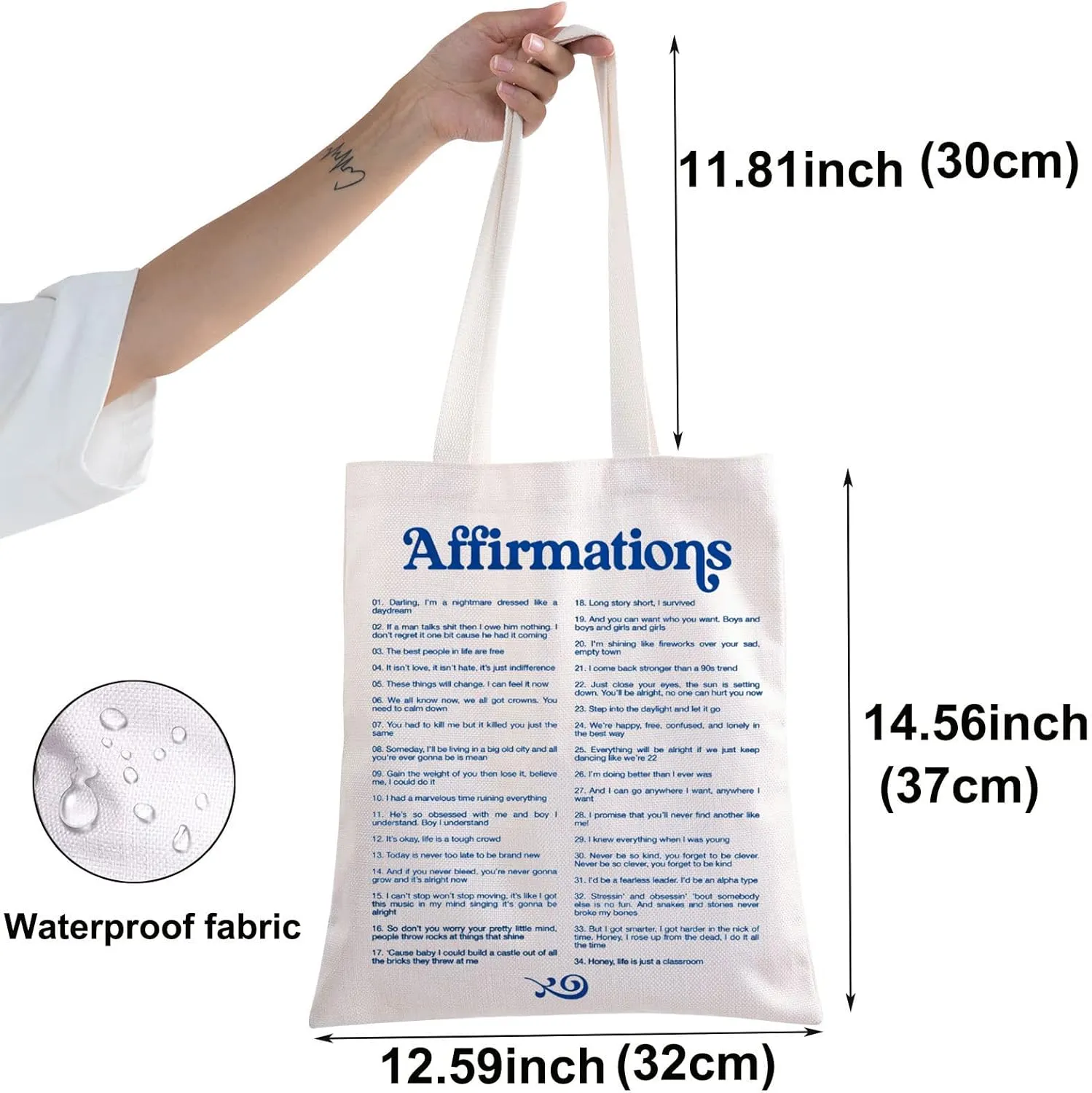 BWWKTOP Affirmations Music Canvas Tote Bag Singer Album Inspired Gifts Song Lyrics Shoulder Bag For Music Fans (Affirmations TG)