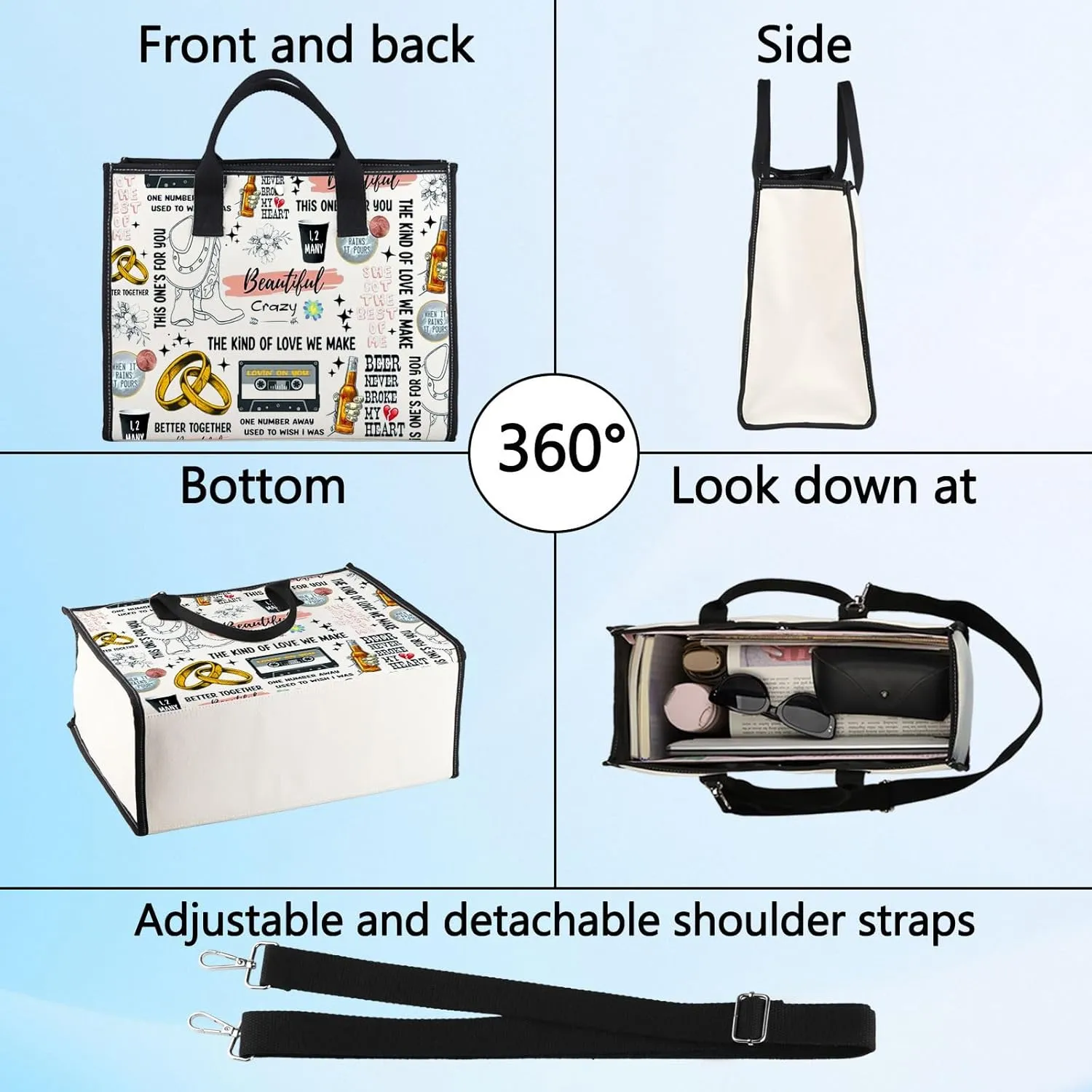 BWWKTOP Country Singer Canvas Tote Bag Music Album Gifts Country Music Shoulder Bag For Fans (Combs BG)