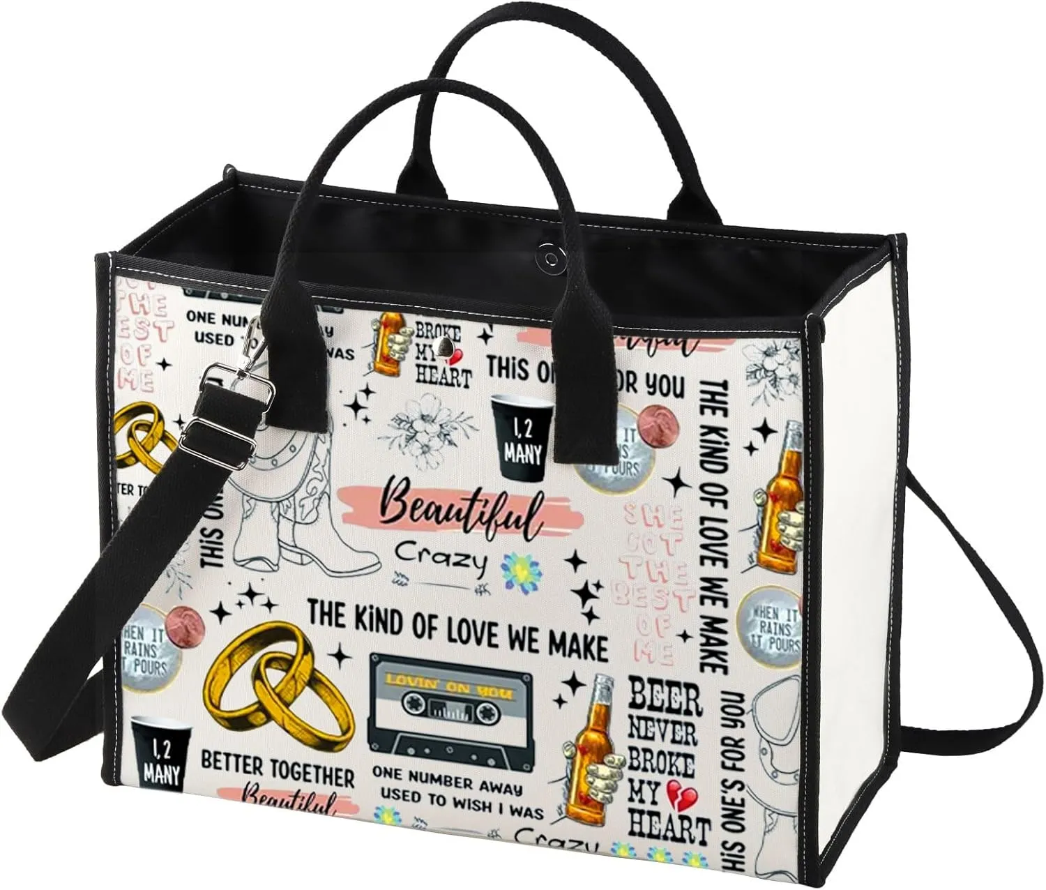 BWWKTOP Country Singer Canvas Tote Bag Music Album Gifts Country Music Shoulder Bag For Fans (Combs BG)
