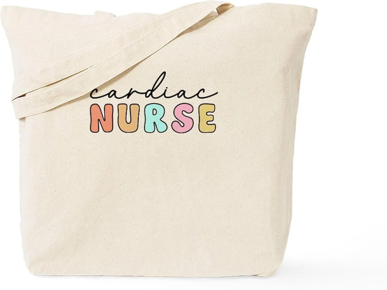 CafePress Cardiac NURSE Reusable Natural Beige Canvas Shopping Bag