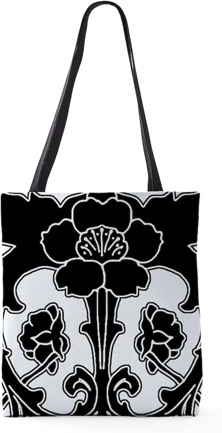 CafePress Dark Flower Motif 2_Bl 18"x18" Reusable Grocery Shopping Sling Tote Bag