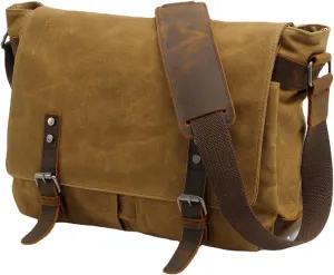 Camera Backpack Men's Shoulder Bag Oil Wax Canvas Bag SLR Photography Bag Crossbody Bag Retro Camera Bag for Men Women(Khaki)