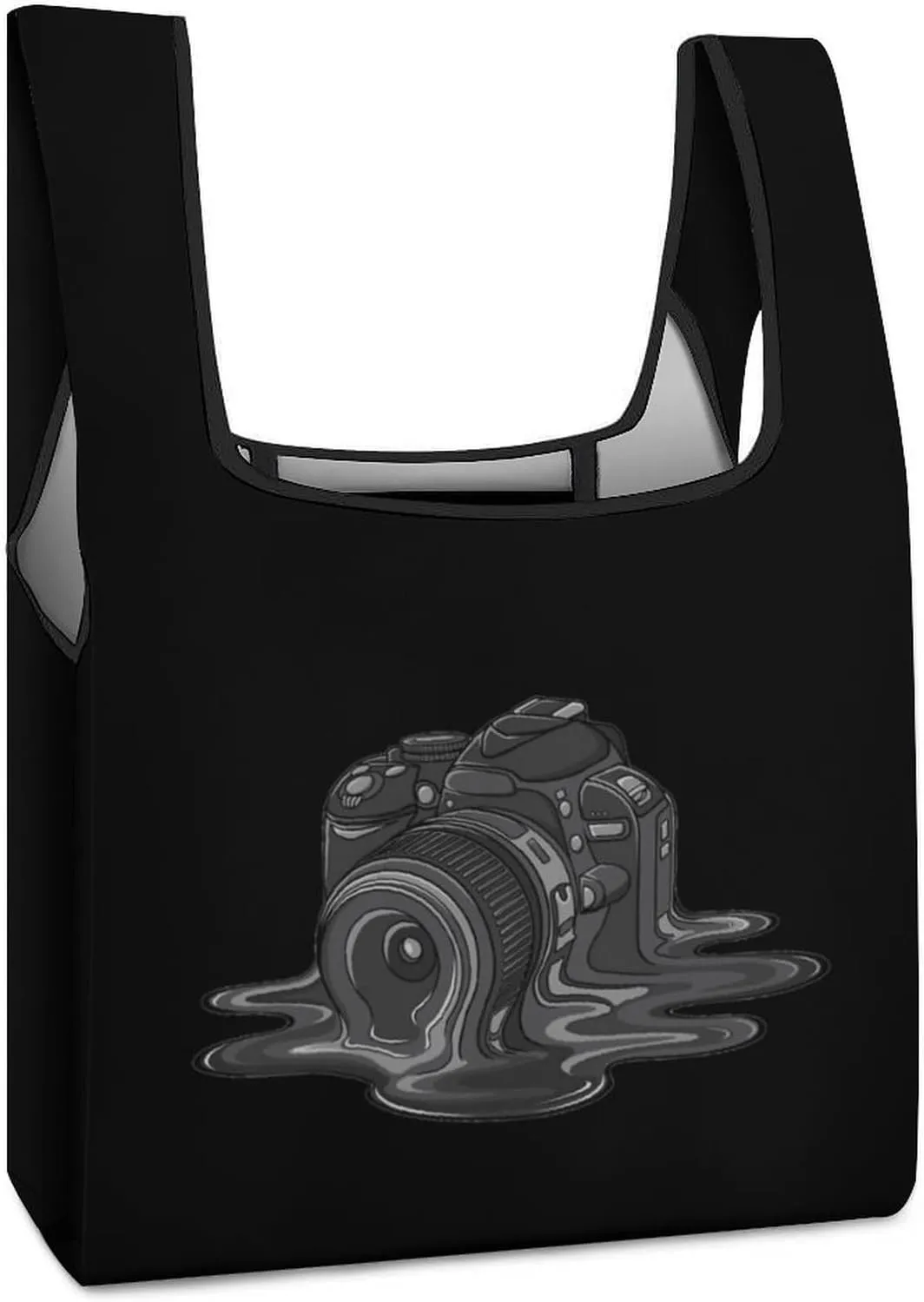 Camera Melt Reusable Grocery Bags Shopping Bags with Handles Washable Folding Tote Bag for Women Men