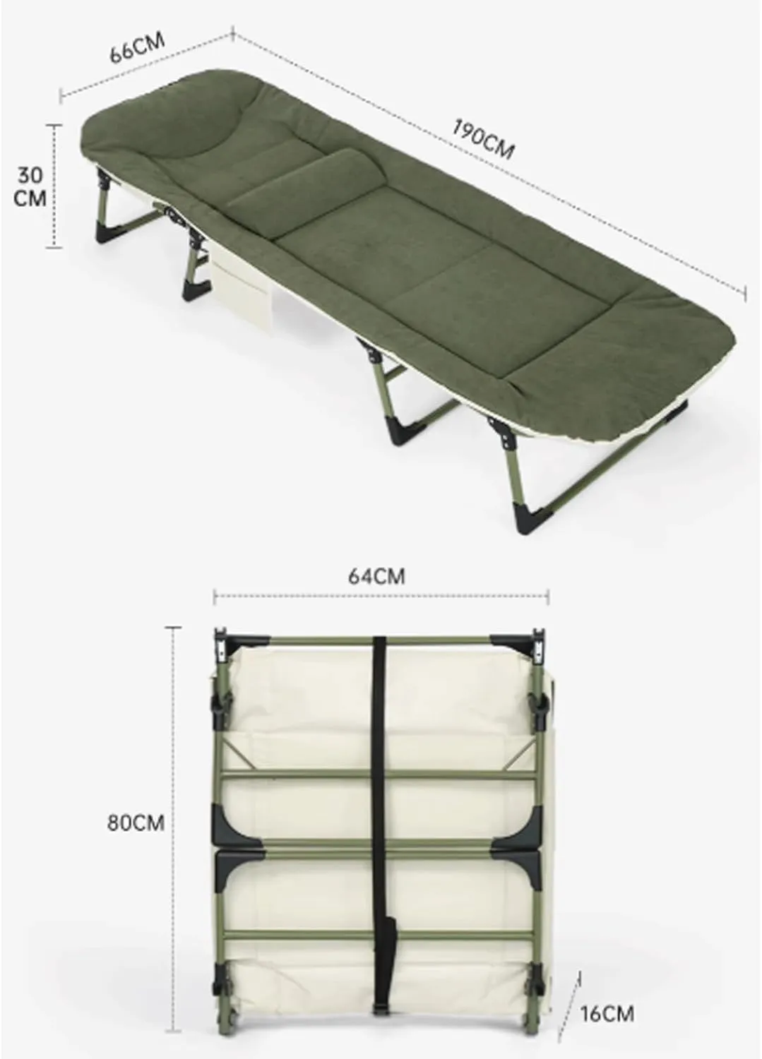 Camping cot Camping Cot with Mattress Twin Folded Bed Portable Rollaway Bed Space-Saving for Easy Storage for Guest Room Small Apartment Green Folding cot