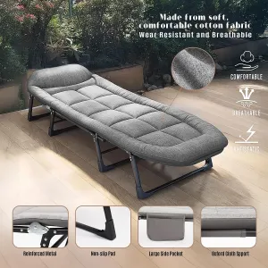 Camping Cots with Mattress, Portable Sleeping Folding Bed for Adults with Padded for Camping Tent Office Outdoor Travel Sleep Over (L)