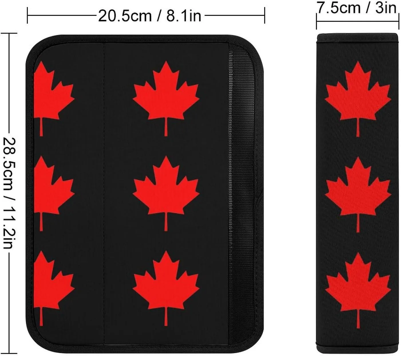 Canadian Flag Maple Leaf Fashion Car Seat Belt Cover Pad for Shoulder Bag Camera Soft Comfort Accessories 2PCS