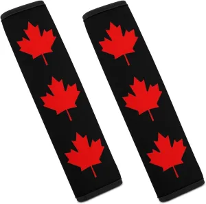Canadian Flag Maple Leaf Fashion Car Seat Belt Cover Pad for Shoulder Bag Camera Soft Comfort Accessories 2PCS