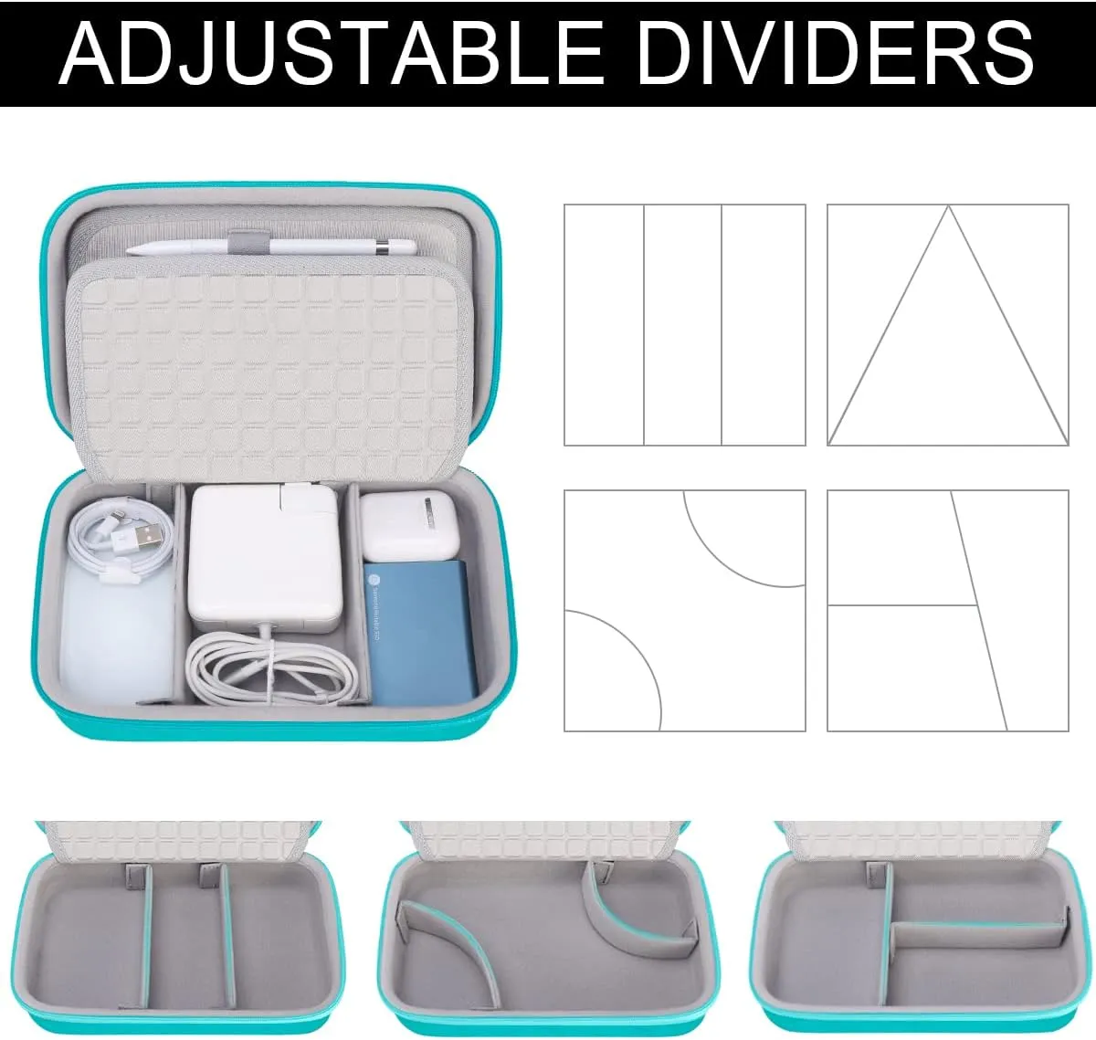 Canboc Hard Travel Electronic Organizer Case for MacBook Power Adapter Charger, Cable, Mouse Power Bank, Apple Pencil, USB Flash Disk, SD Card, Small Portable Accessories Bag, Green