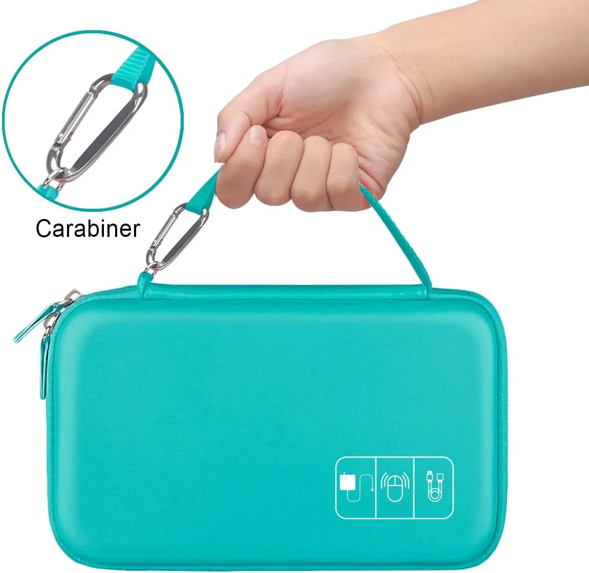 Canboc Hard Travel Electronic Organizer Case for MacBook Power Adapter Charger, Cable, Mouse Power Bank, Apple Pencil, USB Flash Disk, SD Card, Small Portable Accessories Bag, Green