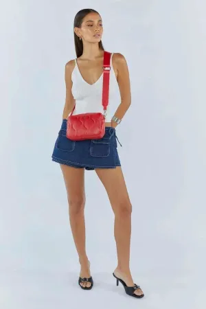 Candice Quilted Crossbody Red/Silver