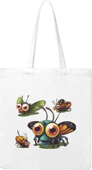 Canvas Aesthetic Tote Bag for Women Handbag Cartoon Insect Reusable Grocery Bags with Handles