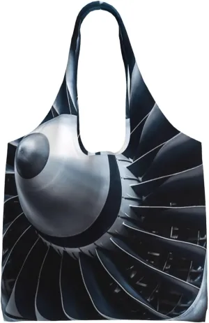 Canvas Aesthetic Tote Bag for Women Handbag Jet Engine Reusable Grocery Bags with Handles