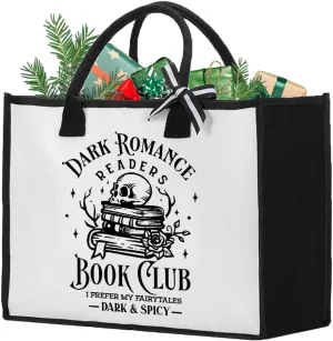 Canvas Book Tote Bag for Woman Book Lover Christmas Woman's Mother's Day Birthday Gifts for Women Librarian Bookish Gifts for Readers, Dark Romance Readers Book Club Tote Bag