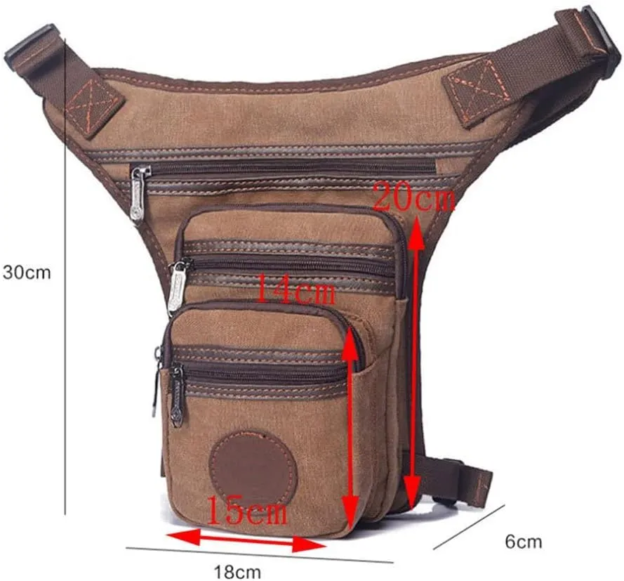 Canvas Drop Leg Bag Hiking Waist Pack for Men Women Multi-Purpose Motorcycle Bike Riding Cycling Travel Outdoor Fishing Camping Thigh Fanny Pouch Casual Day Pack Pocket (Khaki)