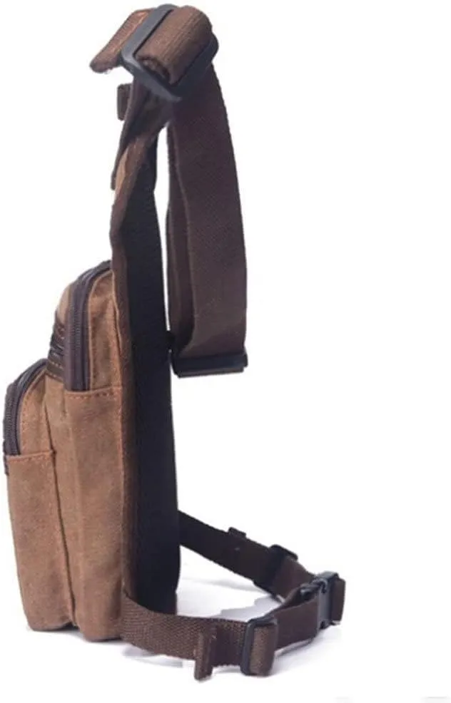Canvas Drop Leg Bag Hiking Waist Pack for Men Women Multi-Purpose Motorcycle Bike Riding Cycling Travel Outdoor Fishing Camping Thigh Fanny Pouch Casual Day Pack Pocket (Khaki)