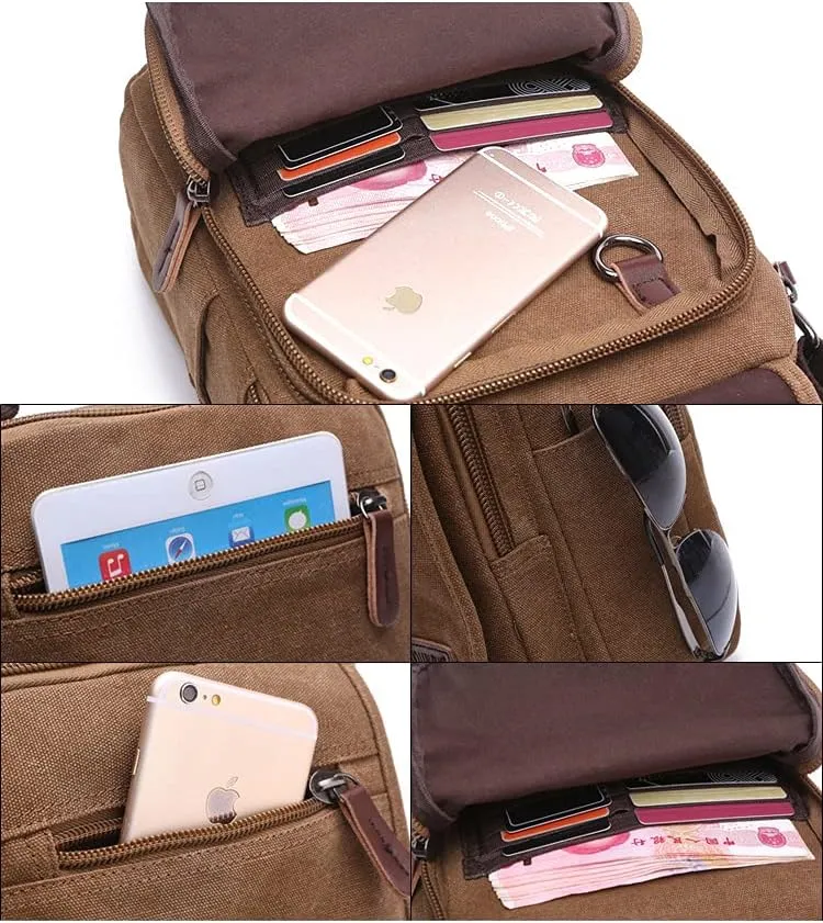 Canvas Messenger Shoulder Bag Outdoor Travel Purse Classic Messenger Crossbody Bag for Men Women