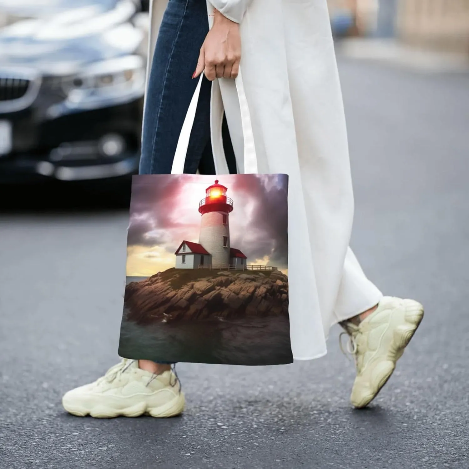 Canvas Tote Bag For Women Reusable Shopping Bag Casual Arch In Mallorca Spain Shoulder Bag Handbag For Travel