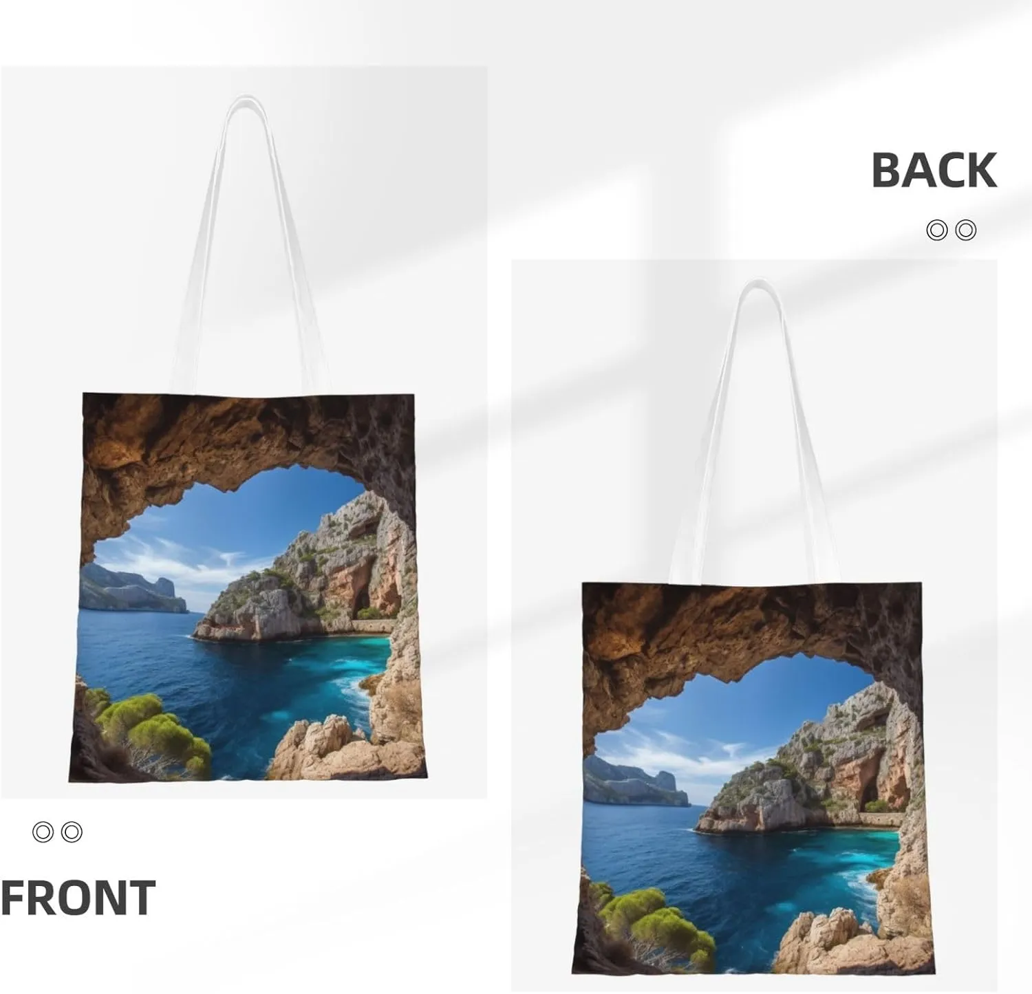 Canvas Tote Bag For Women Reusable Shopping Bag Casual Arch In Mallorca Spain Shoulder Bag Handbag For Travel