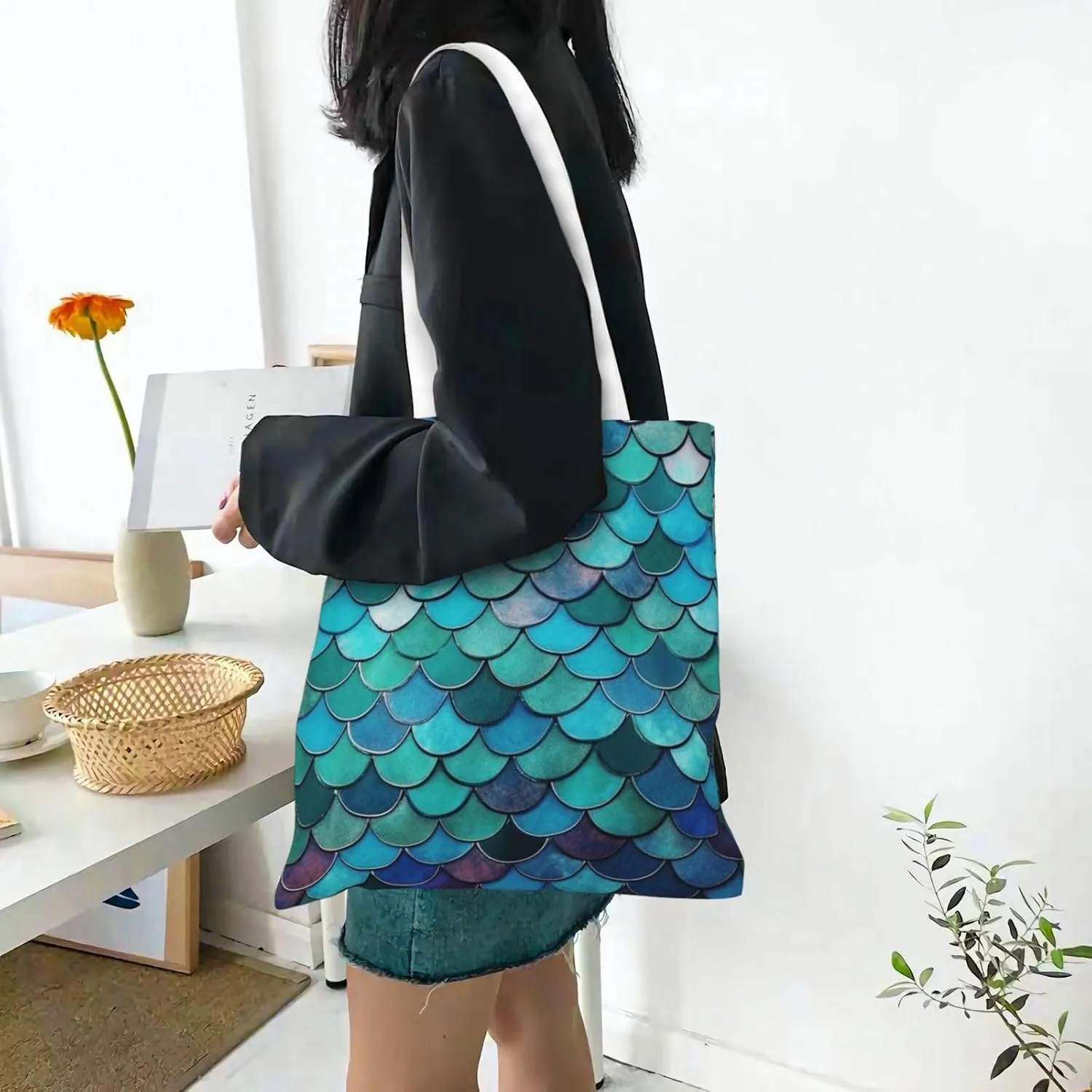 Canvas Tote Bag For Women Reusable Shopping Bag Casual Arch In Mallorca Spain Shoulder Bag Handbag For Travel
