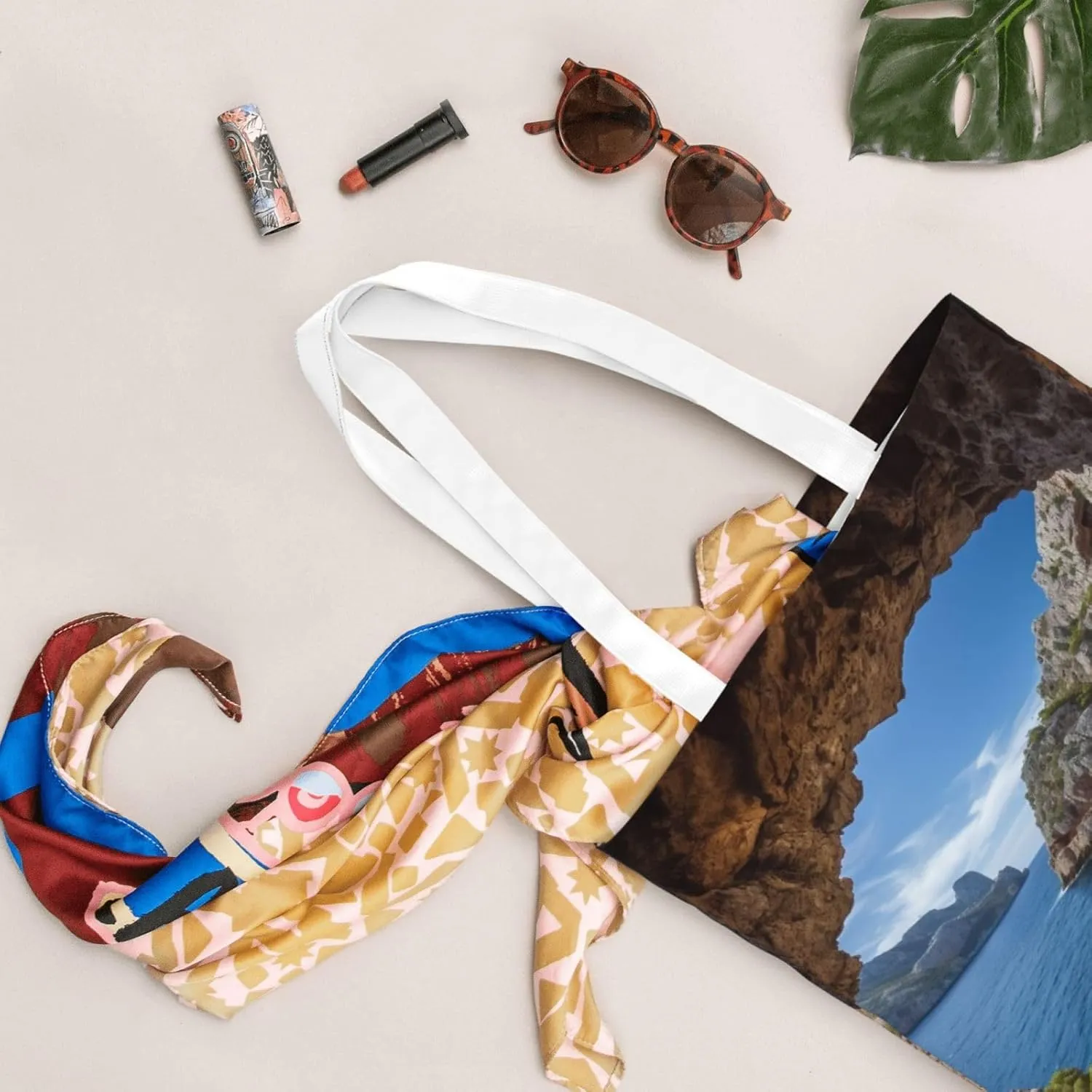 Canvas Tote Bag For Women Reusable Shopping Bag Casual Arch In Mallorca Spain Shoulder Bag Handbag For Travel