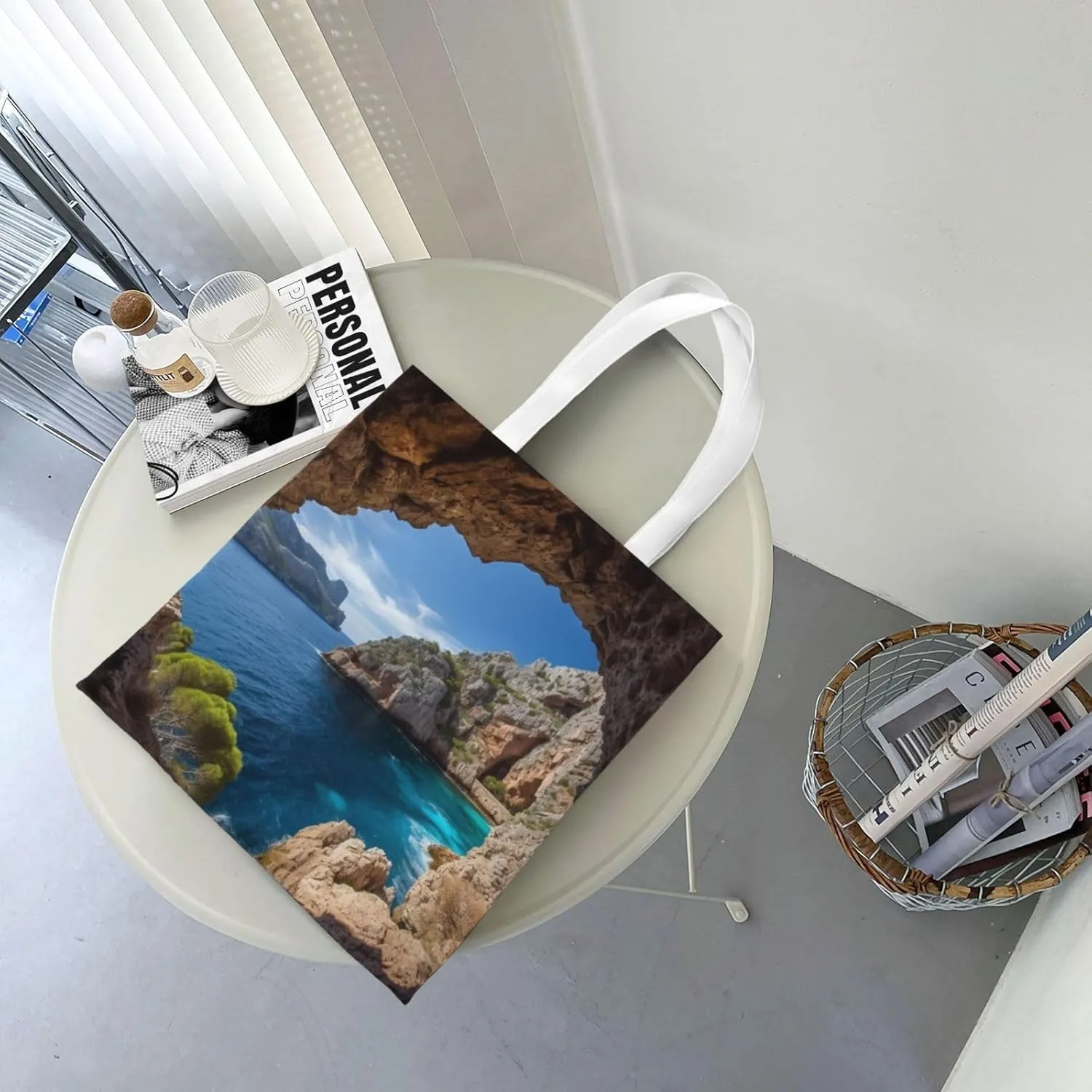 Canvas Tote Bag For Women Reusable Shopping Bag Casual Arch In Mallorca Spain Shoulder Bag Handbag For Travel
