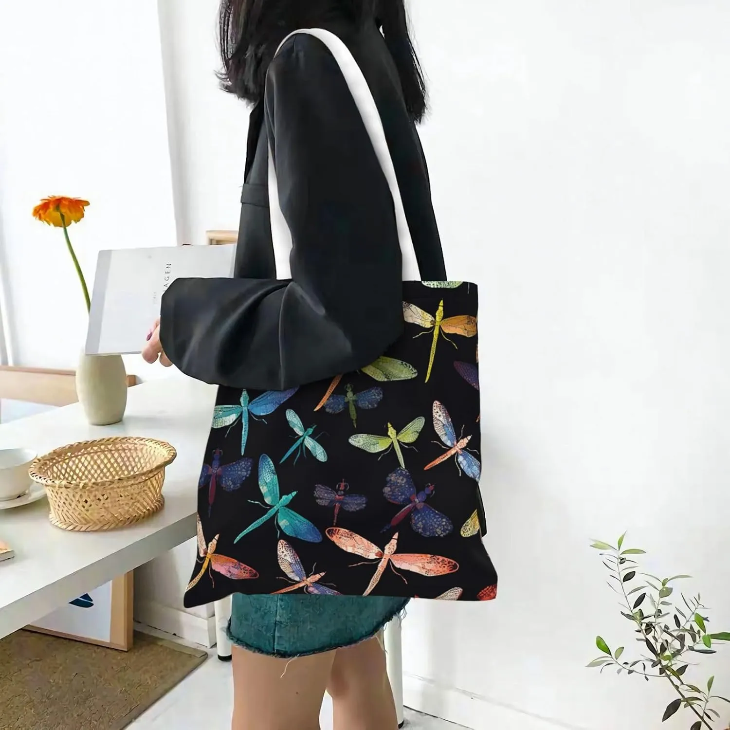Canvas Tote Bag For Women Reusable Shopping Bag Casual Eagle Shoulder Bag Handbag For Travel