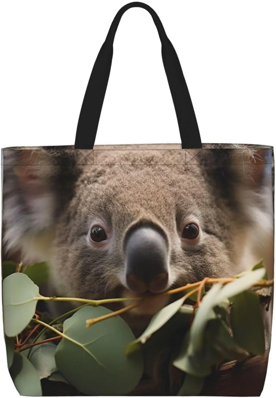Canvas Tote Bag for Women Shoulder Tote Purse Reusable Grocery Bag Koala spotted eating leaves Aesthetic Shopping Bags