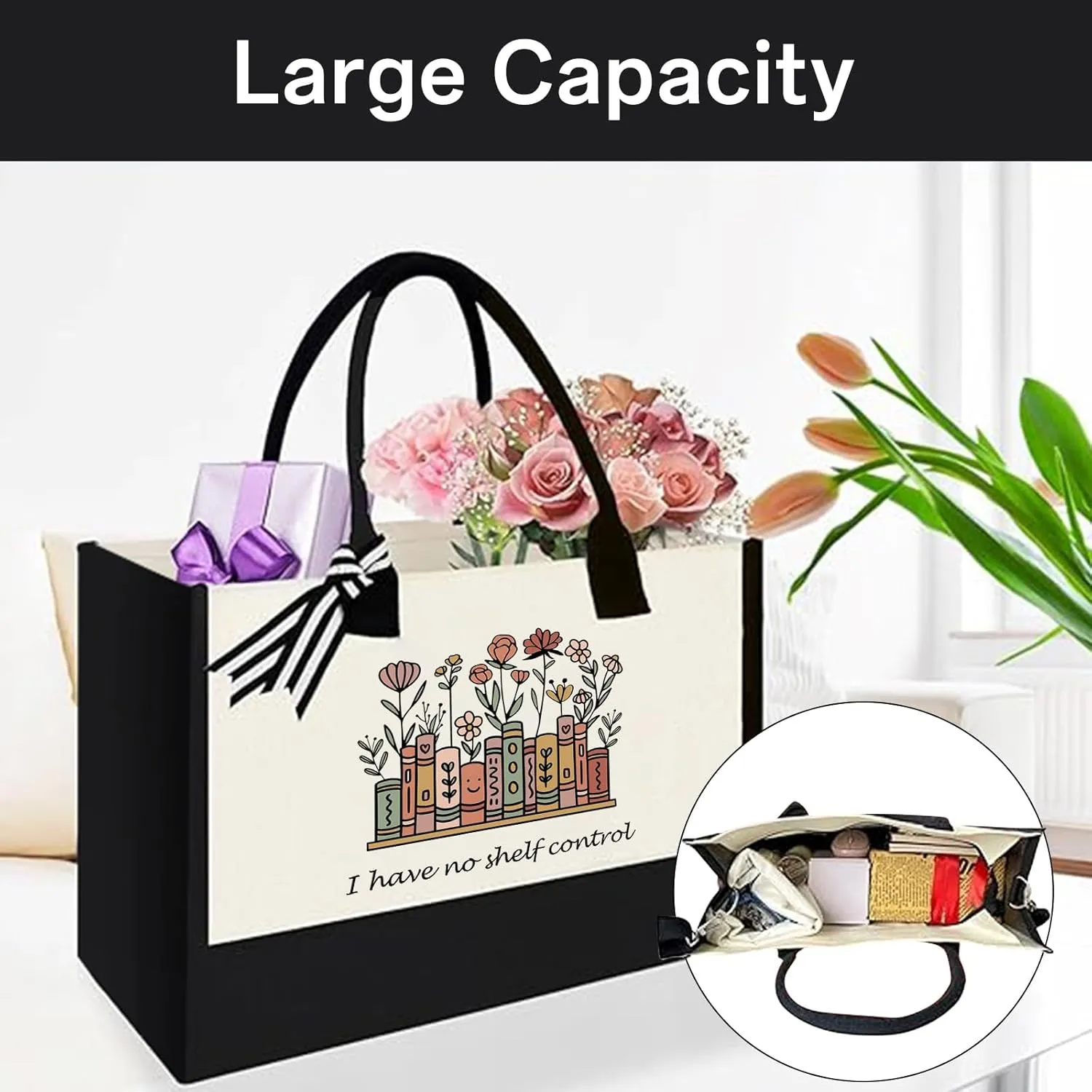 Canvas Tote Bag Gifts for Book Lovers, Birthday Tote Bag for Book Lovers, Librarians and Readers, Bookish Gifts