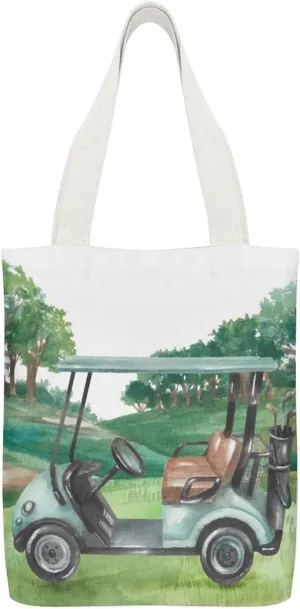 Canvas Tote Bag Large Capacity Golf Sports Trees with Zipper Inner Pocket Lightweight Bag for Daily Commute Reusable Grocery Shopping Travel School Women Men Double Side Print 12.6X15Inches