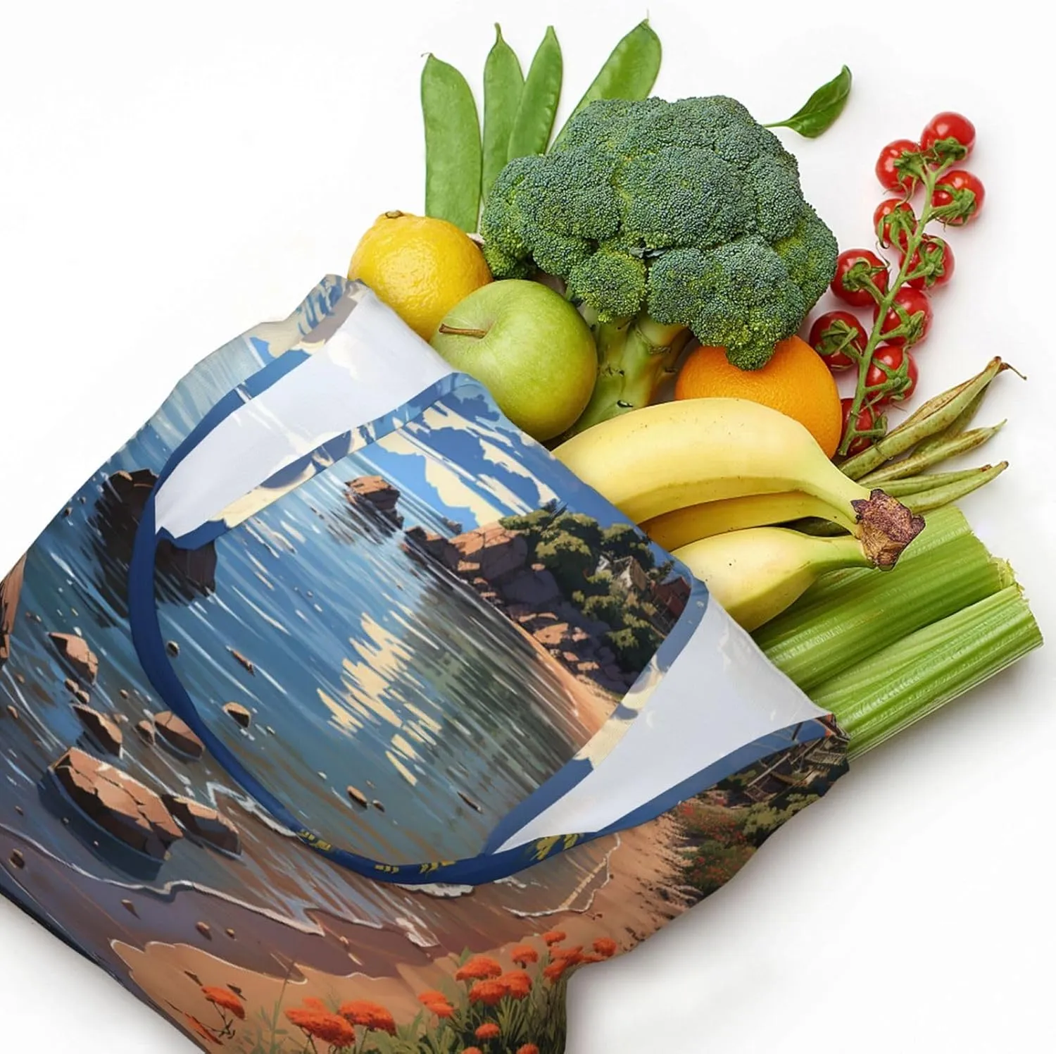 Canvas Tote Bag Lightweight Reusable Grocery Shopping Bag Smudged Color Handbag for Women Men