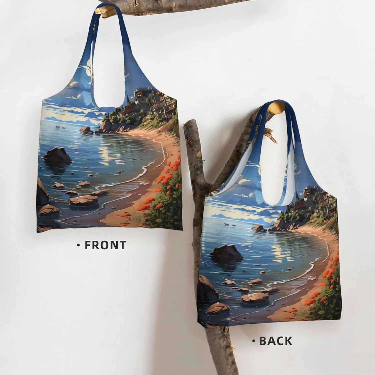 Canvas Tote Bag Lightweight Reusable Grocery Shopping Bag Smudged Color Handbag for Women Men