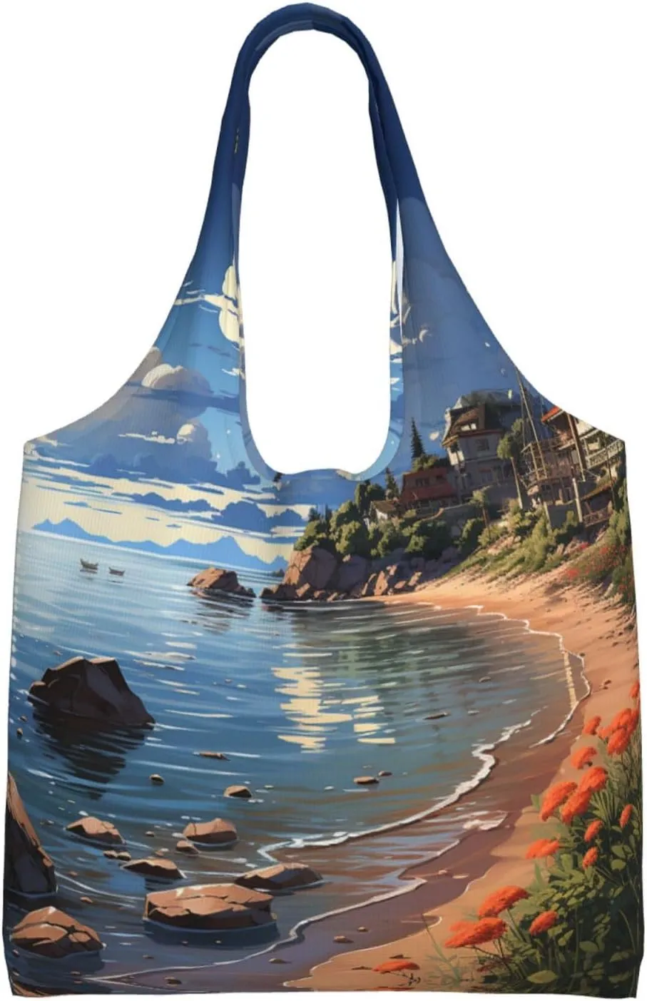 Canvas Tote Bag Lightweight Reusable Grocery Shopping Bag Smudged Color Handbag for Women Men