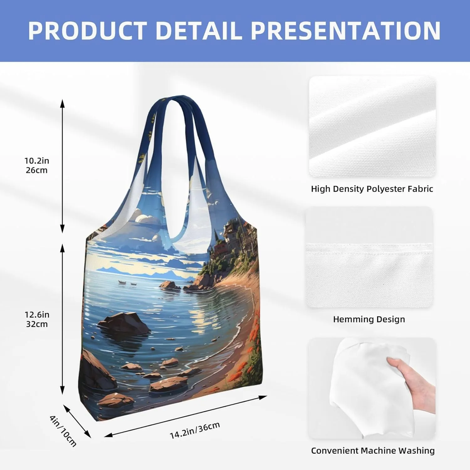 Canvas Tote Bag Lightweight Reusable Grocery Shopping Bag Smudged Color Handbag for Women Men