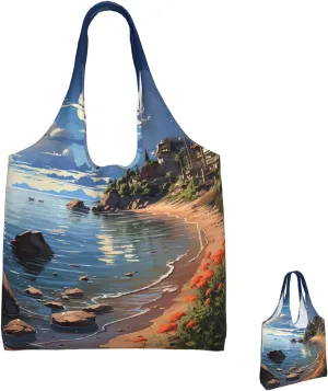 Canvas Tote Bag Lightweight Reusable Grocery Shopping Bag Smudged Color Handbag for Women Men
