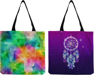 Canvas Tote Bags,2 Pcs Tote Bags Multi-Purpose Reusable Canvas Bags Use For Grocery Bags,Shopping Bags,Beach Bags,Gift Bags