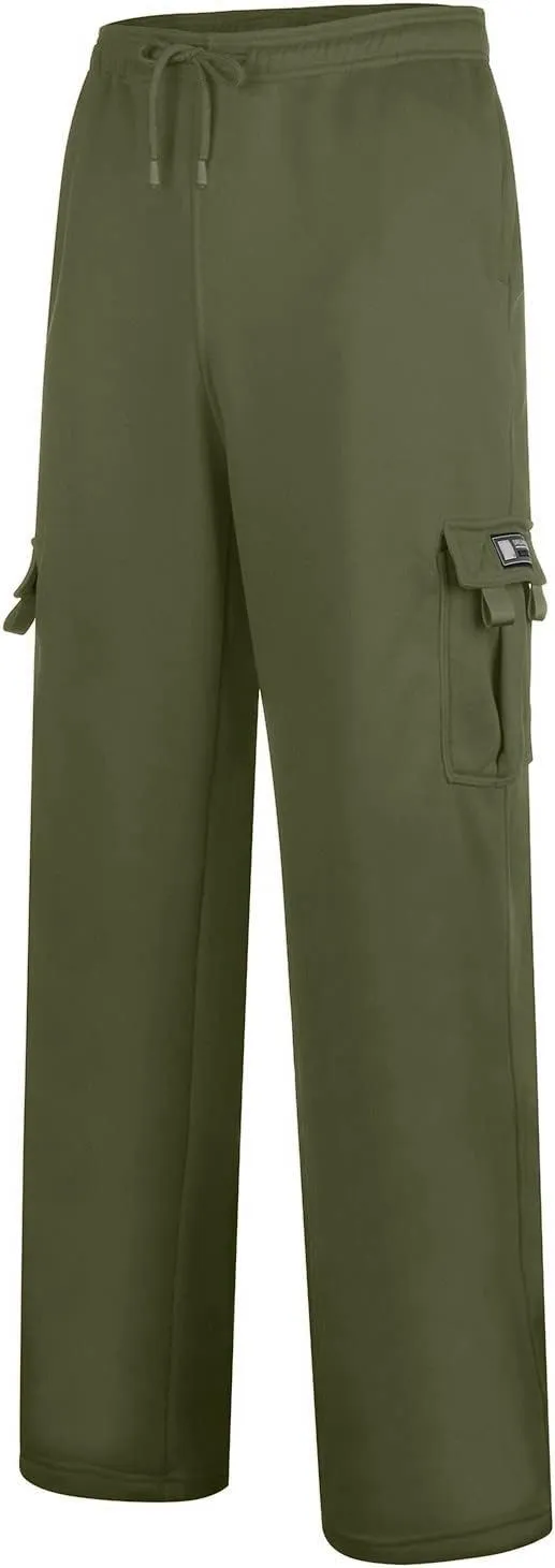 Cargo Pants for Men Pants Solid Color Track Cuff Lace up Workout Pants with Pocket Athletic Loose Fit