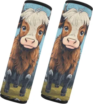 Cartoon Cute Cow Mountain Car Seat Strap Cover Strap Pad Shoulder Bag