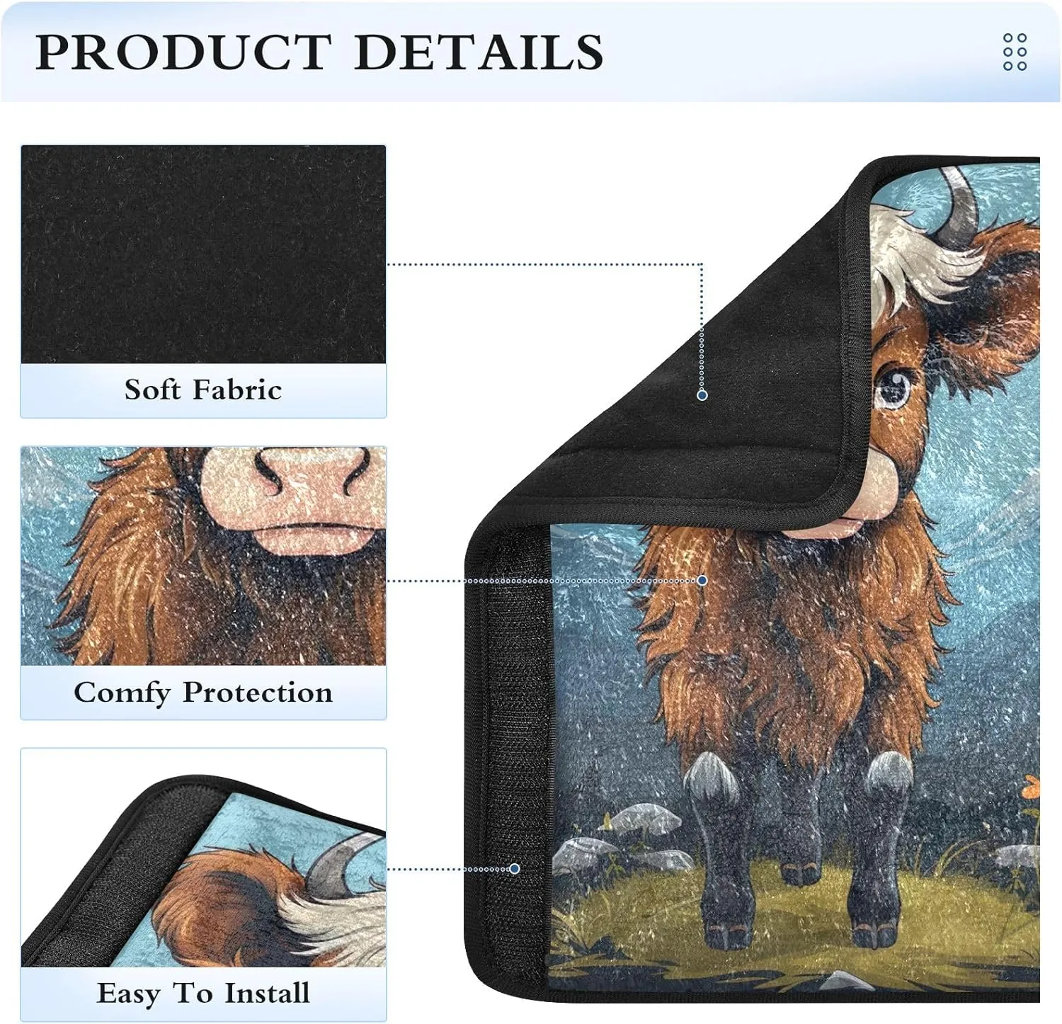 Cartoon Cute Cow Mountain Car Seat Strap Cover Strap Pad Shoulder Bag